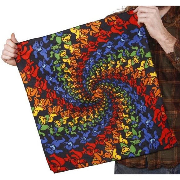 New Dancing Bears Spiral Grateful Dead Bandana Deadhead Headband Mask Bear NWT - Picture 2 of 3